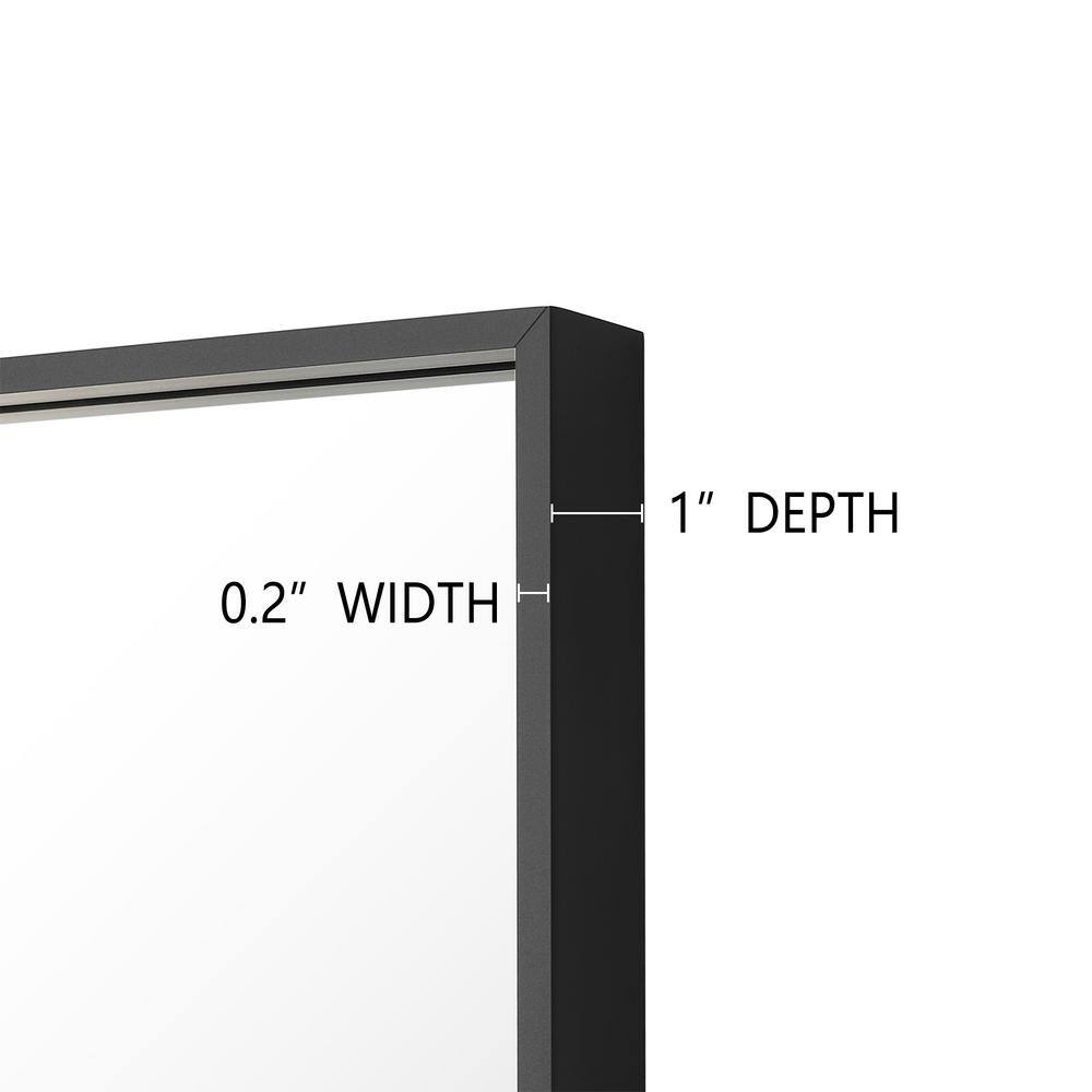 Modern Black Aluminum Framed Rectangular Bathroom Vanity Mirror