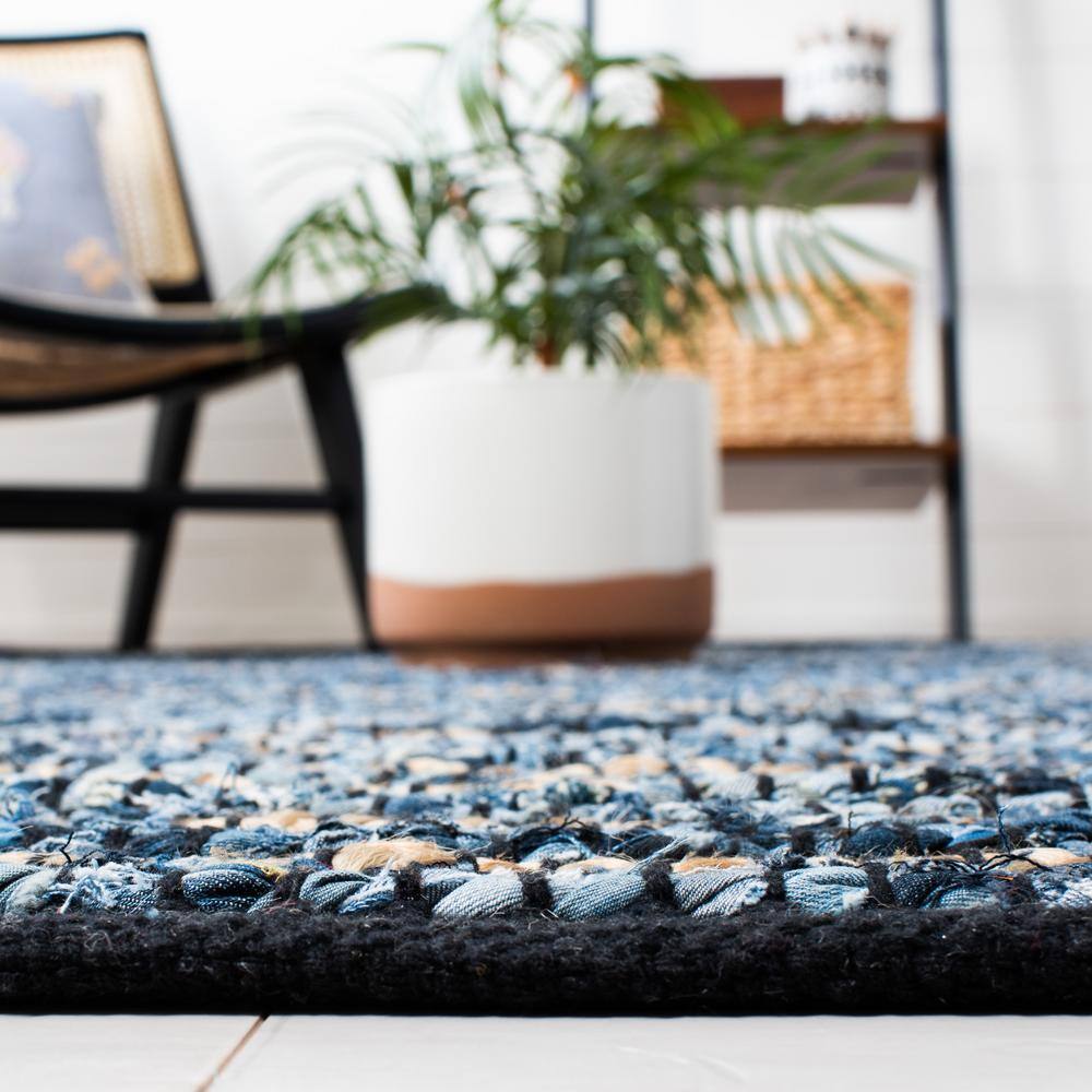 Handwoven Coastal Charm Blue Cotton 95" Square Area Rug