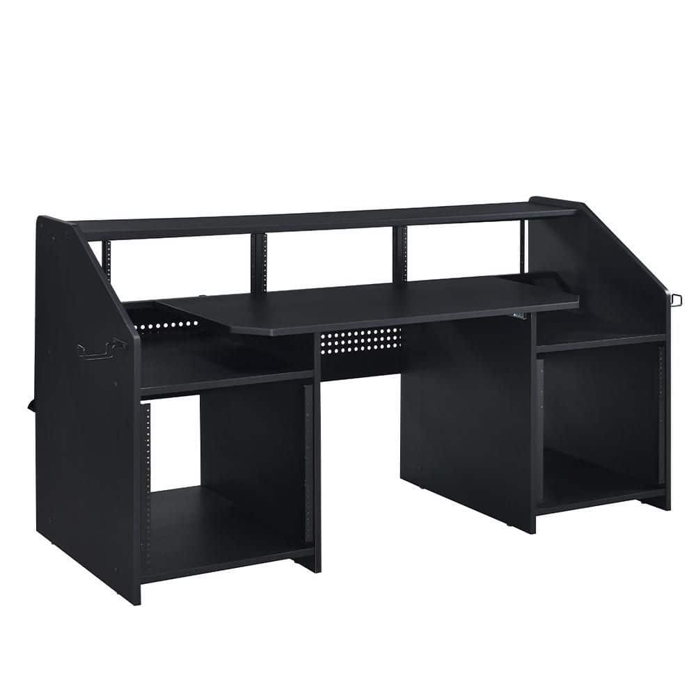 Studio Black 71" Music Desk with Keyboard Tray and Headphone Hooks