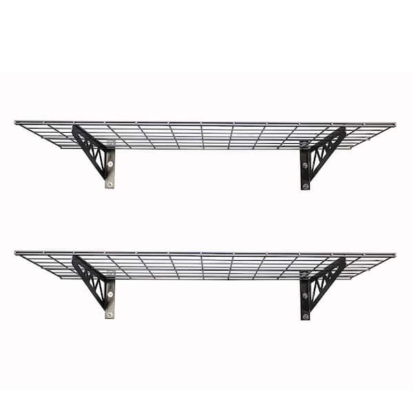 SafeRacks 18 in. L x 48 in. W Black 8Bike Garage Wall Shelf 2Pack