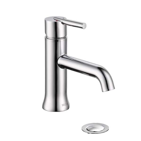 Delta Trinsic Single Hole Single-Handle Bathroom Faucet with Metal Drain Assembly in Chrome