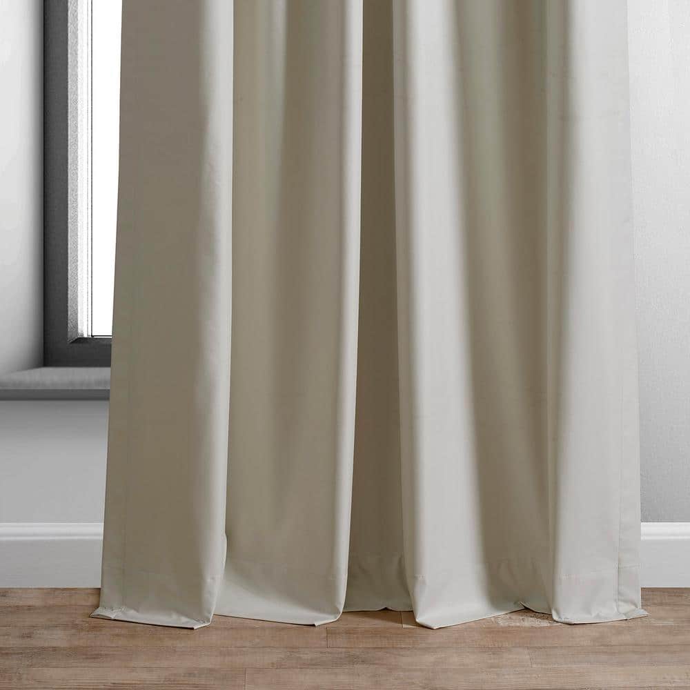 Dark Ivory Puddle Length Velvet Blackout Curtains