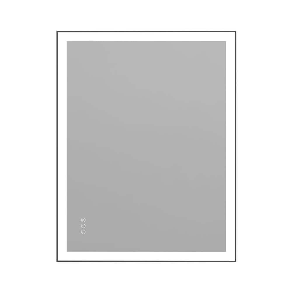 28 in. W x 36 in. H Rectangular Framed Anti-Fog Wall-Mounted LED Bathroom Vanity Mirror in Tempered Glass price history on PriceWatchPro