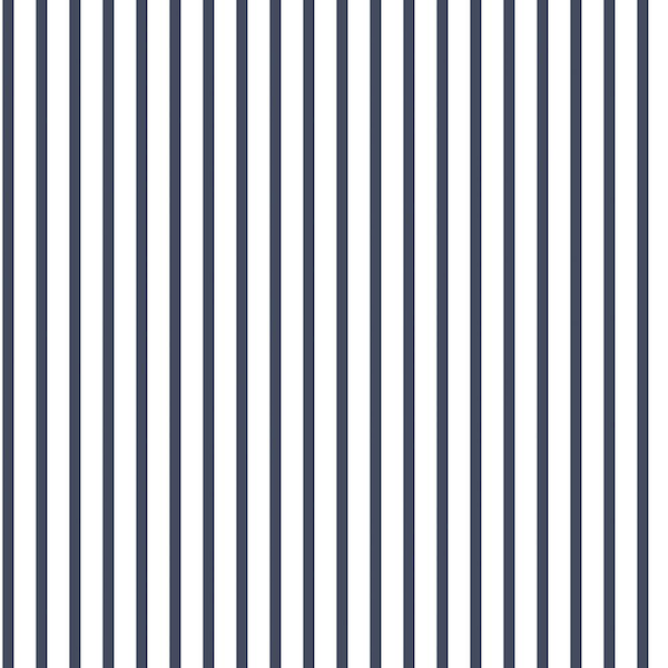 Unbranded Smart Stripes 3 Navy/White Breton Stripe Matte Finish Non-Pasted Vinyl on Non-Woven Wallpaper Sample