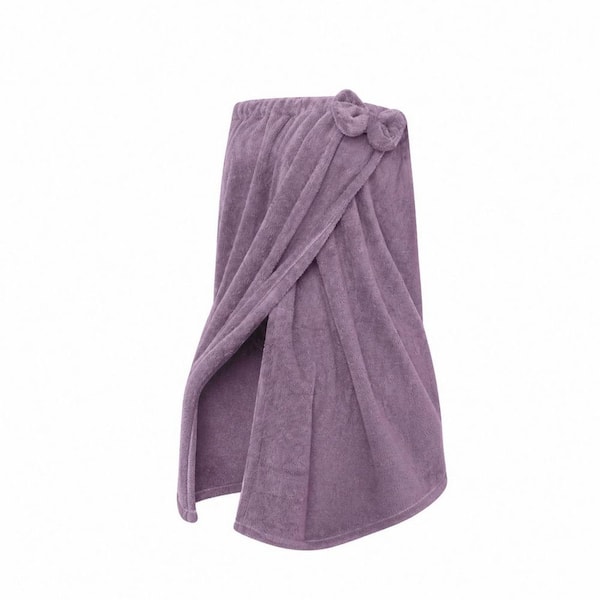 Light Purple Microfiber Bath Towel Wrap Set with Headband and Hair Drying Turban Cap for Women