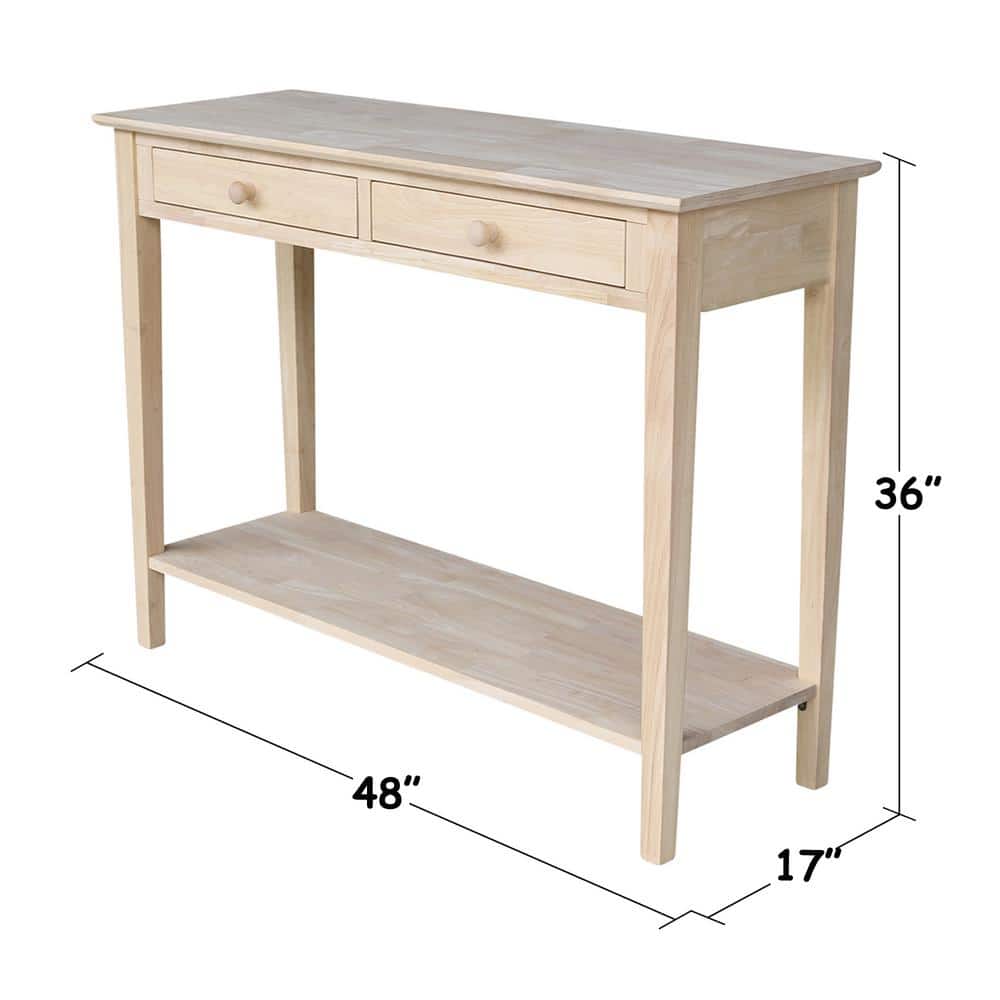 Spencer White Wood Sofa Console Table with Storage