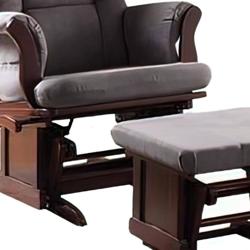 Cherry & Gray Microfiber Glider Chair with Ottoman