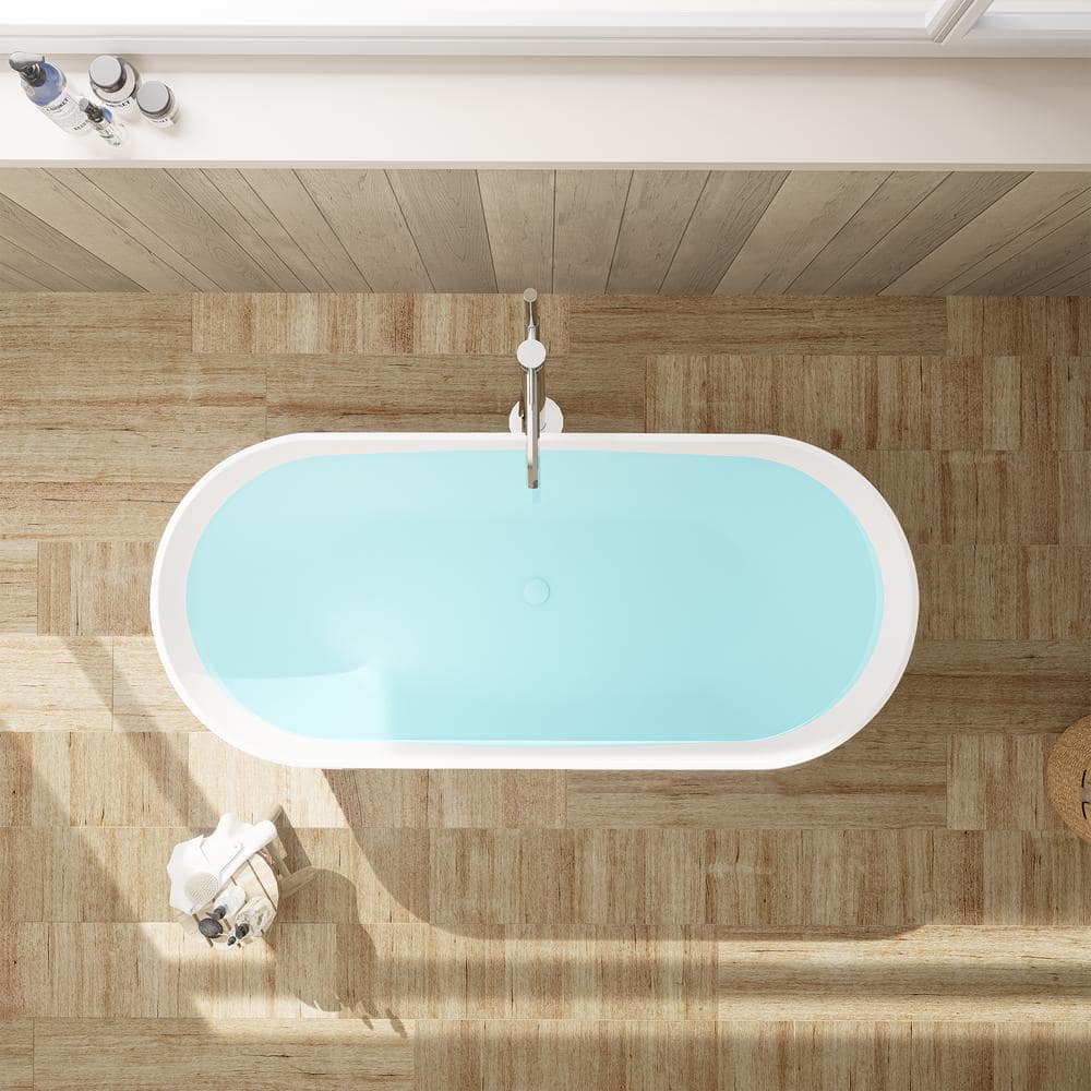 Ryder 59'' Matte White Solid Surface Freestanding Bathtub