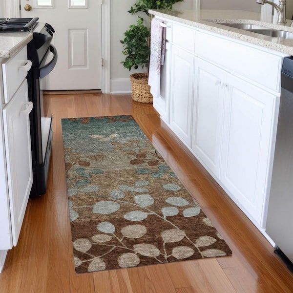 Chantille Machine Washable Indoor/Outdoor Abstract ACN1900 Mocha 2 ft. 3 in. x 7 ft. 6 in. Runner Rug