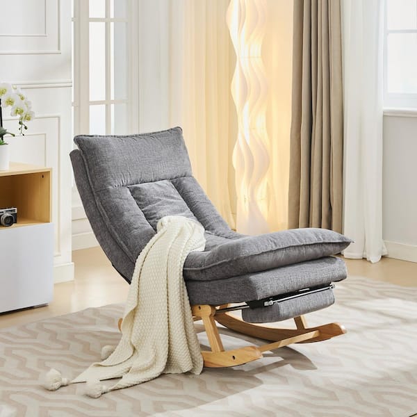 Casual style Gray Sponge Swing Chair Recliner with Folded Footrest