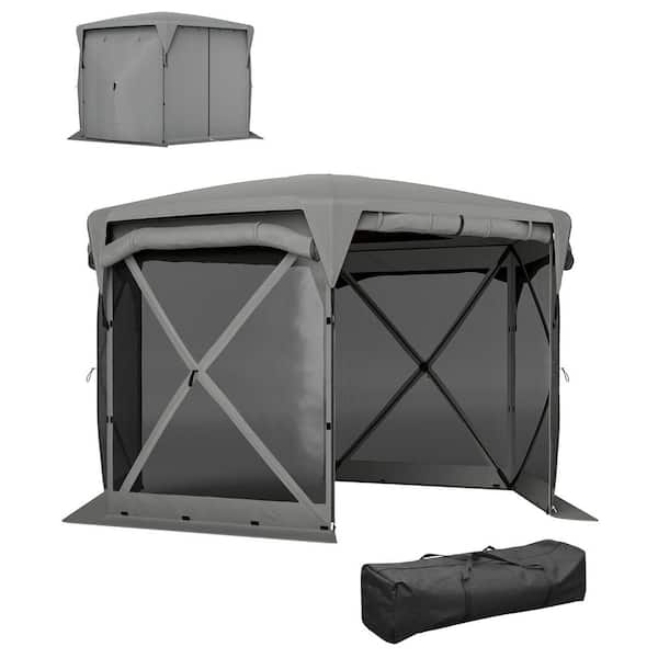 Pop Up Gazebo Screen Tent House 11 ft. x 11 ft. with UPF30 plus Removable Roof Cover 4-Roll-up Wind Panels and Carry Bag