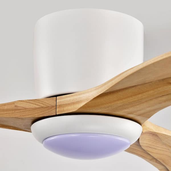 Jushua 52 in. Matte White Solid Wood Blades Downrod Mount Standard