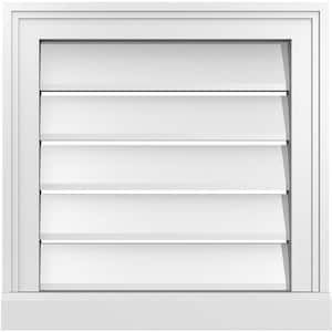 18 in. x 18 in. Vertical Surface Mount PVC Gable Vent: Functional with Brickmould Sill Frame