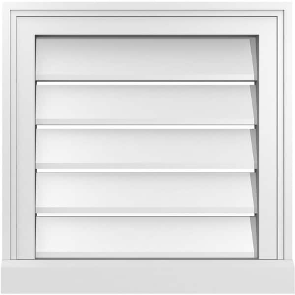 Ekena Millwork 18 in. x 18 in. Vertical Surface Mount PVC Gable Vent: Functional with Brickmould Sill Frame