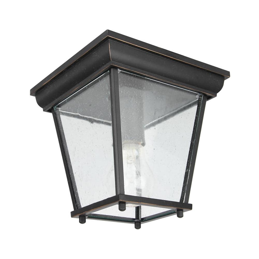 1-Light Imperial Black Outdoor Semi-Flush Mount Light