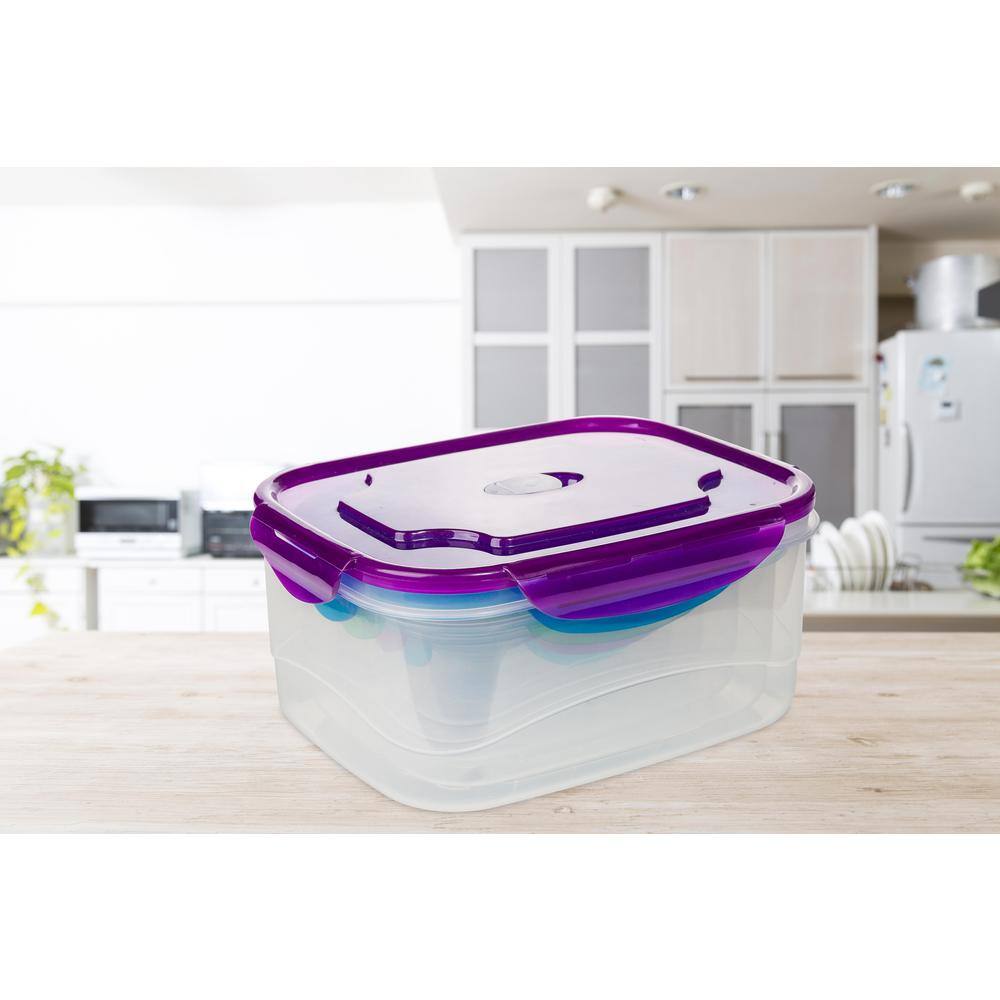 Multicolor BPA-Free Plastic Food Storage Container Set with Locking Lids