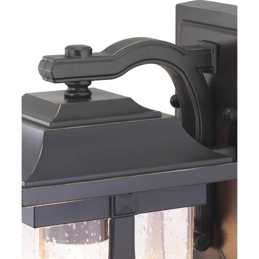 Antique Bronze Outdoor Lantern Sconce with Seeded Glass