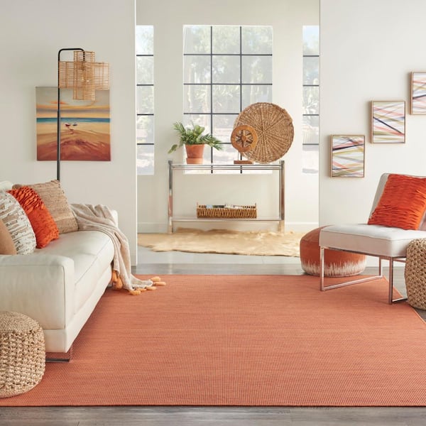 Positano Terracotta 10 ft. x 14 ft. Solid Contemporary Indoor/Outdoor Patio Area Rug