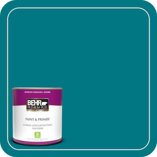 BEHR PREMIUM PLUS 1 qt. #P470-7 The Real Teal Eggshell Enamel Low Odor Interior Paint & Primer