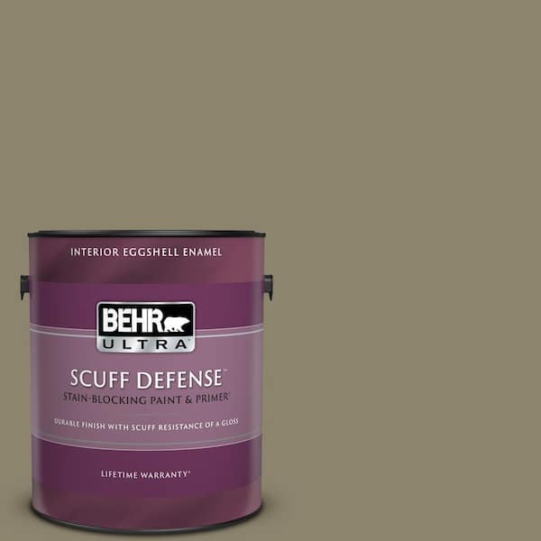 BEHR ULTRA 1 gal. #ECC-55-3 Olive Sprig Extra Durable Eggshell Enamel Interior Paint & Primer