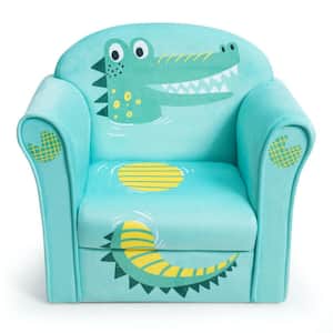 Kids Crocodile Sofa Children Armrest Couch Upholstered Chair in Green