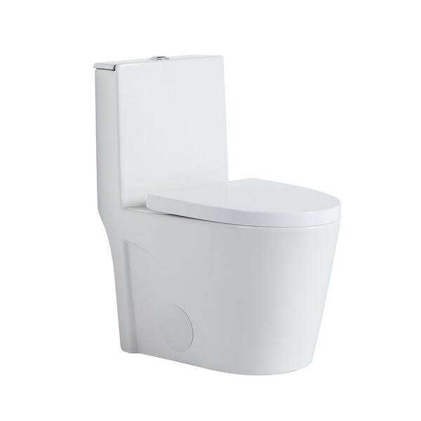 HBEZON GL 1-piece 1.6/1.1 GPF Dual Flush Elongated Toilet in. White Seat Included