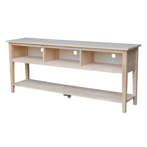 International Concepts 72 in. Unfinished Wood TV Stand Fits TVs Up to 72 in. with Cable Management