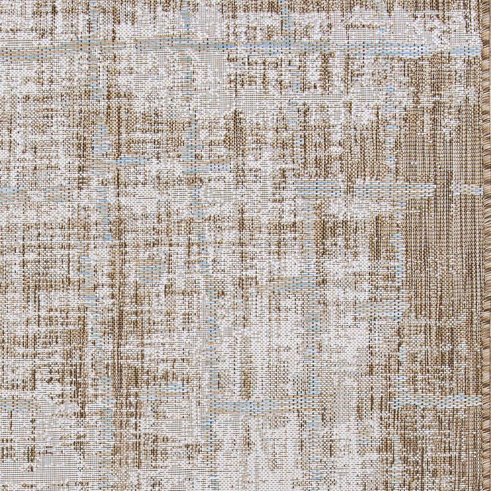 Sand-Ivory Flat Woven Synthetic Rectangular Area Rug 2' x 4'
