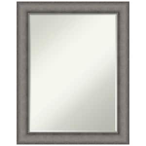 Burnished Concrete 22.5 in. x 28.5 in. Petite Bevel Modern Rectangle Wood Framed Wall Mirror in Gray