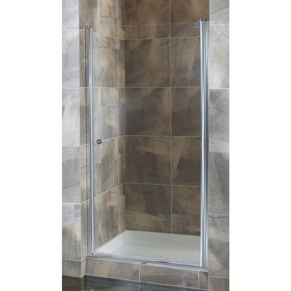 CRAFT + MAIN Cove 26.5 in. to 28.5 in. x 72 in. H Semi-Framed Pivot Shower Door in Silver with 1/4 in. Clear Glass