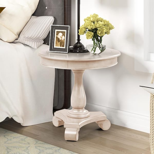 Wooden Round Side Table Classic Pedestal Base Lamp Stand Display