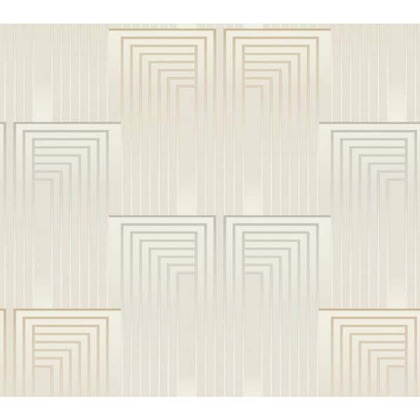 White Vanishing Silver and Gold Peel and Stick Wallpaper