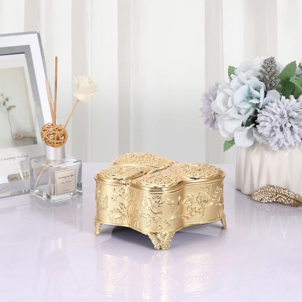 Vintage Butterfly Treasure Chest Jewelry Box Large Antique Wood