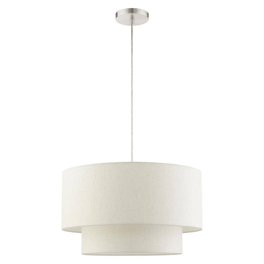 Contemporary Brushed Nickel 3-Light Indoor Drum Pendant