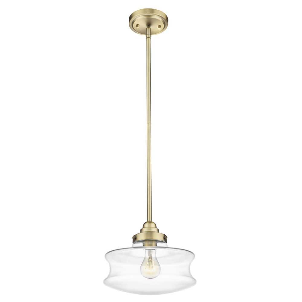 Keal Antique Brass Schoolhouse Convertible Semi-Flush Light