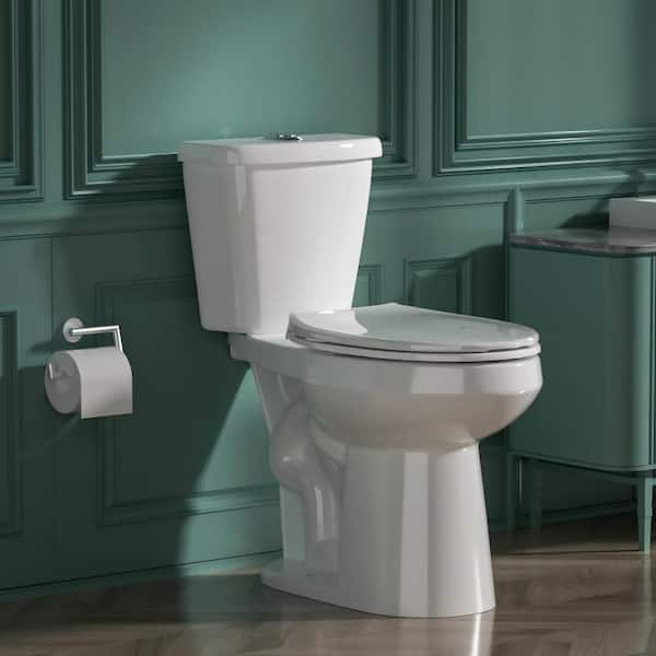 20 in. ADA Height Toilet 2-Piece 1.1/1.6 GPF Dual Flush Elongated Heightened Toilet in White High Toilet 12 in. Rough In