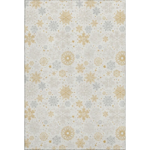 Mayfield Premium Machine Washable Abstract AMF1823 Ivory 10 ft. x 14 ft. Area Rug