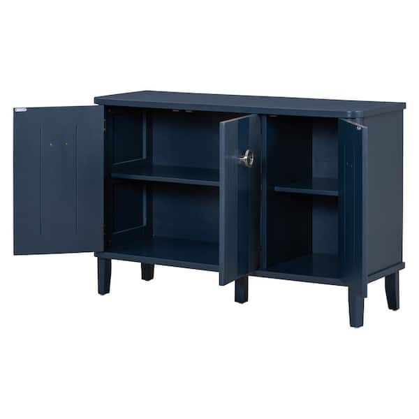 COWLOWN 47.2 in. W x 15.7 in. D x 31.8 in. H Bathroom Navy Blue Linen Cabinet