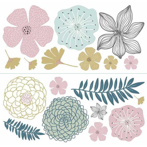 RoomMates Multi Colored Perennial Blooms Peel and Stick Giant Wall Decals
