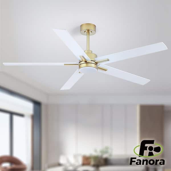 60 in. Gold / Black Downrod Low Profile Standard Ceiling Fan with Light and Remote Control
