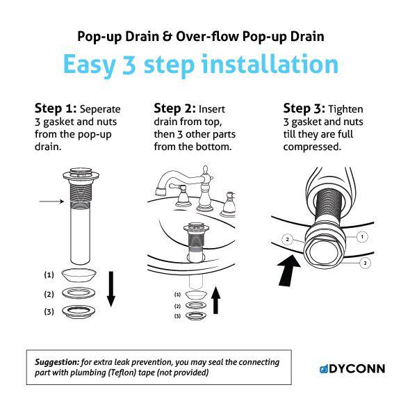Brushed Nickel 9'' Pop-Up Bathroom Sink Drain