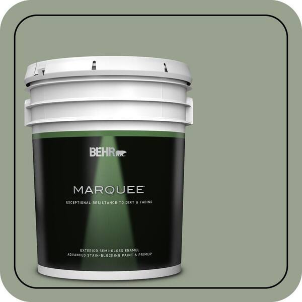 BEHR MARQUEE 5 gal. #N390-4 Bitter Sage Semi-Gloss Enamel Exterior Paint & Primer