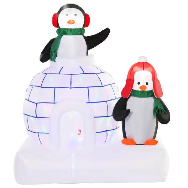 HOMCOM 5 ft. x 4 ft. Pre-Lit LED Penguin Christmas Inflatable 844 