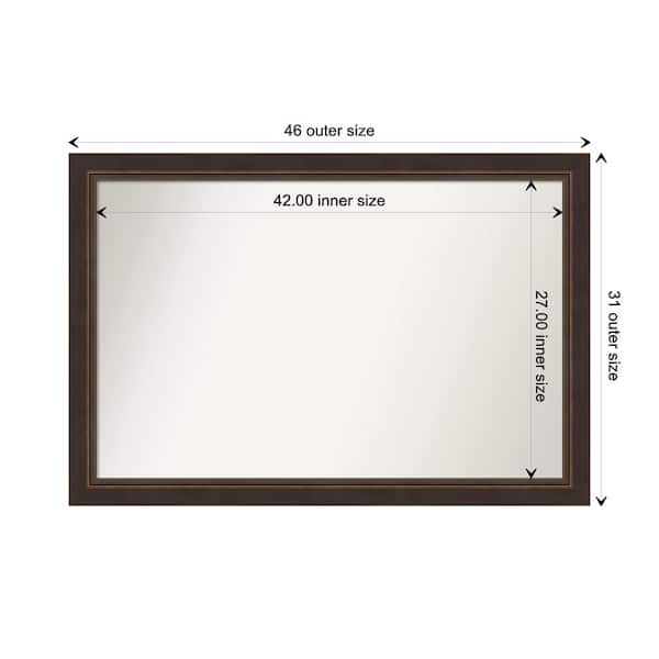 Amanti Art Lara Bronze 46.5 in. x 31.5 in. Custom Non-Beveled Wood FramedBathroom Vanity Wall Mirror