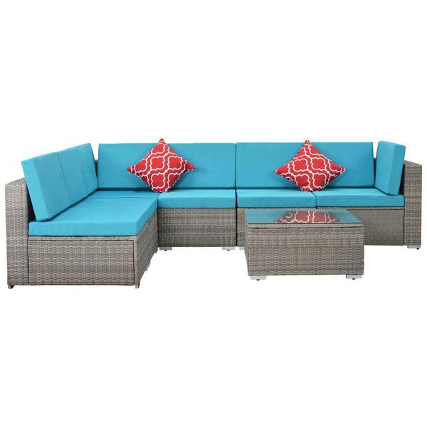 Direct Wicker Belle Modern Style Gray 7, Wicker Outdoor Sofa With Chaise
