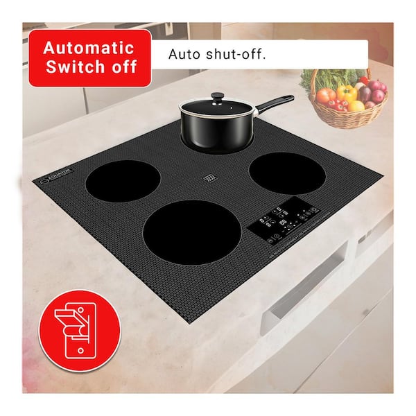 24 in. 240V/7400W Built-In 4 Elements Electric Induction Cooktop Smooth Top Surface in Black with Power Boost Keep Warm