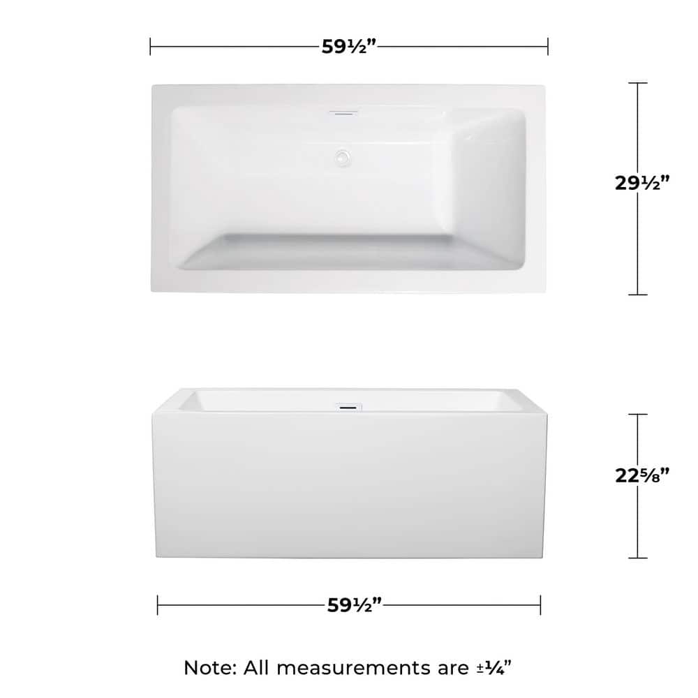Melody 60'' Shiny White Acrylic Freestanding Bathtub