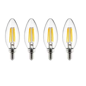 40-Watt Equivalent B11 Dimmable Candle Clear Glass Filament Vintage Edison LED Light Bulb in Warm White (4-Pack)