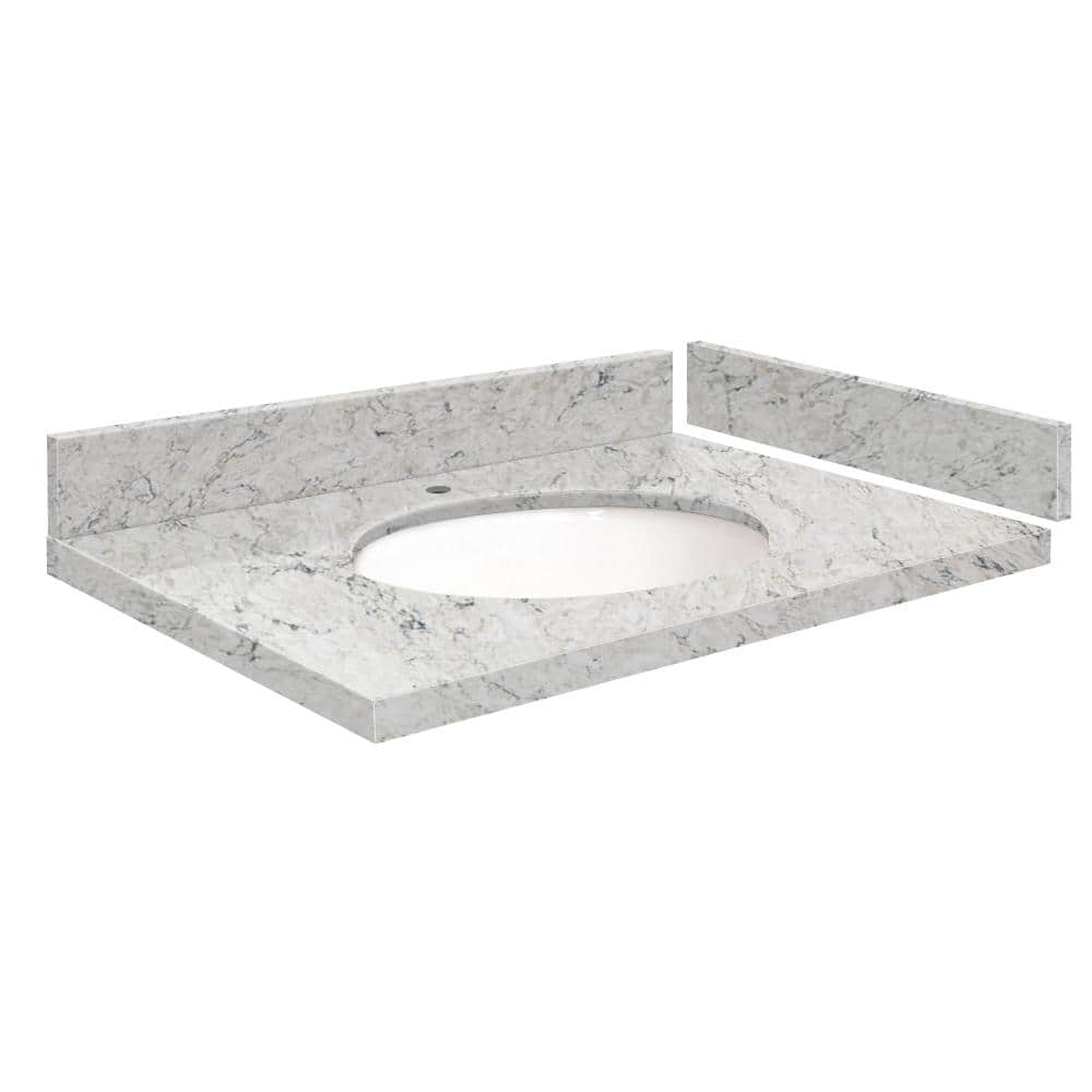 Silestone 25.5 in. W x 22.25 in. D Quartz White Round Single Sink Vanity Top in Pietra price history on PriceWatchPro