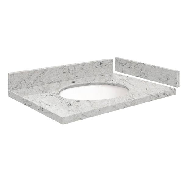 Transolid Silestone 28.5 in. W x 22.25 in. D Quartz White Round Single Sink Vanity Top in Pietra
